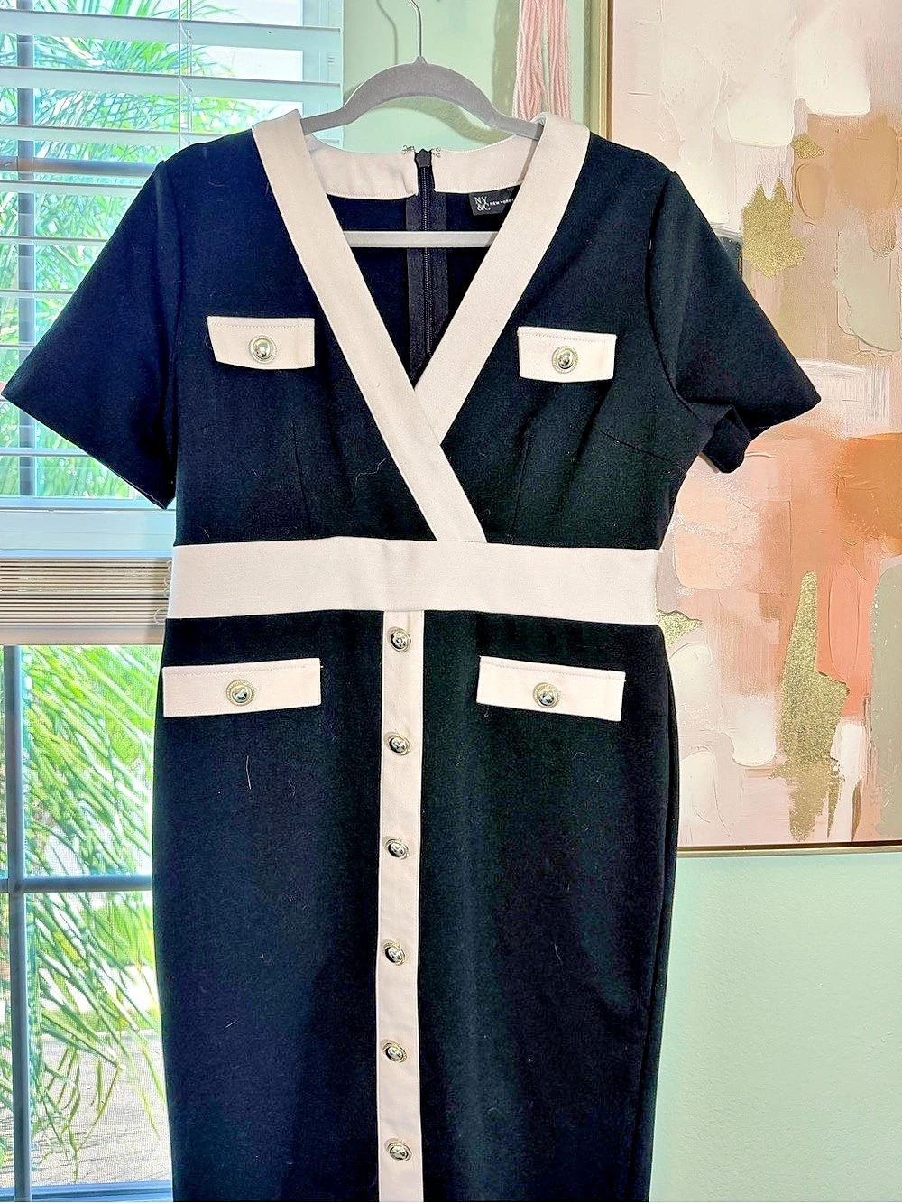 NY&C Color Block Midi Dress Petite Medium Like New